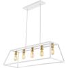 JONATHAN Y 38″ Oil Rubbed Bronze 5-Light Farmhouse Linear Pendant for Kitchen Island, Adjustable Iron Vintage Chandelier for Dining Room, LED Bulbs Included, Dimmable JYL7521A(White/Brass Gold)