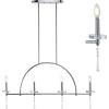 JONATHAN Y 41″ Chrome 4-Light Metal and Crystal Linear Pendant Light, Modern Geometric Chandelier for Kitchen Island Dining Room, Adjustable Height, LED Bulbs Included JYL7401A