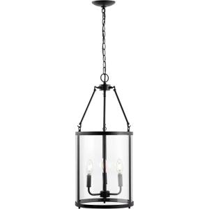 JONATHAN Y 12″ Oil Rubbed Bronze 3-Light Iron and Glass Pendant Lantern, Industrial Farmhouse Ceiling Fixture for Kitchen Island Foyer, Adjustable Height, LED Bulbs Included JYL7553A