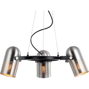 JONATHAN Y 22″ Brushed Nickel/Black 3-Light Iron Chandelier, Adjustable Stage-Style Pendant Light for Kitchen Dining Room, Contemporary Wagon Wheel, LED Bulbs Included JYL6128A