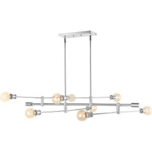 JONATHAN Y 63″ Chrome 8-Light Modern Linear LED Pendant, Adjustable Arm Iron Island Chandelier for Kitchen Dining Room, Vintage Sputnik Hanging Ceiling Light Fixture (JYL7599A)(63″ 8-Light)