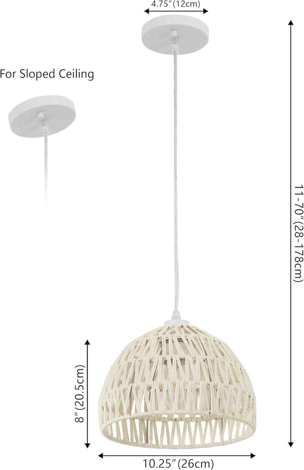 image:imageJONATHAN Y 20 Brown Modern Bohemian Woven Rope LED Pendant Light Fixture Adjustable Dome Ceiling Lamp for Kitchen Island Rope Shade Coastal Farmhouse Decor JYL6504FCream