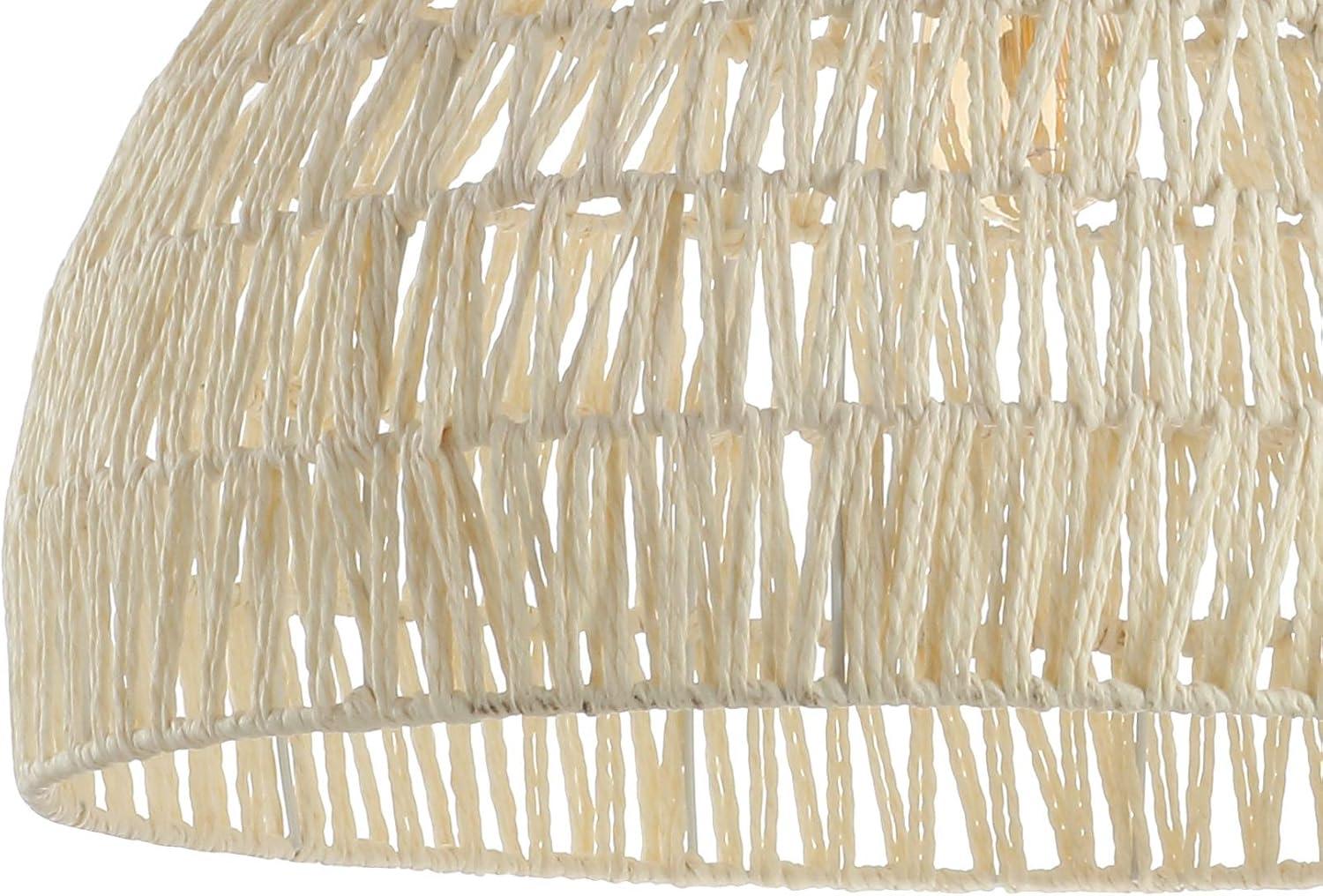 image:imageJONATHAN Y 20 Brown Modern Bohemian Woven Rope LED Pendant Light Fixture Adjustable Dome Ceiling Lamp for Kitchen Island Rope Shade Coastal Farmhouse Decor JYL6504FCream