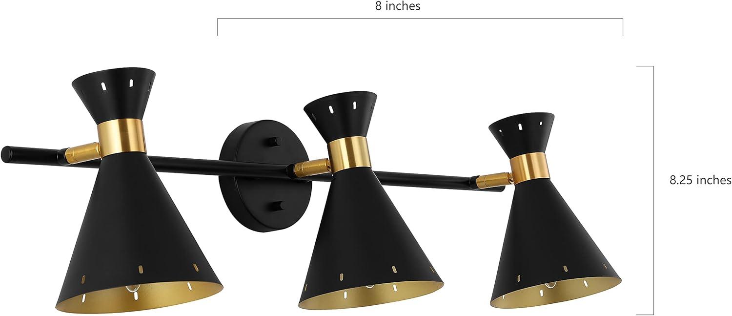 image:imageJONATHAN Y 305 BlackGold 3Light MidCentury LED Track Light Fixture Adjustable Black Metal Shades Retro Spotlight for Kitchen Living Room LED Bulbs Included JYL9905ABlackBrass Gold