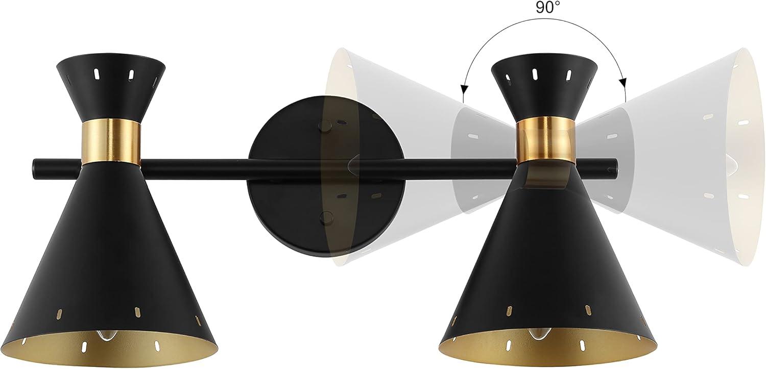 image:imageJONATHAN Y 305 BlackGold 3Light MidCentury LED Track Light Fixture Adjustable Black Metal Shades Retro Spotlight for Kitchen Living Room LED Bulbs Included JYL9905ABlackBrass Gold