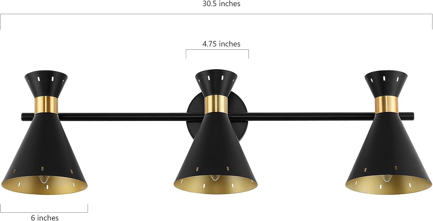 image:imageJONATHAN Y 305 BlackGold 3Light MidCentury LED Track Light Fixture Adjustable Black Metal Shades Retro Spotlight for Kitchen Living Room LED Bulbs Included JYL9905ABlackBrass Gold