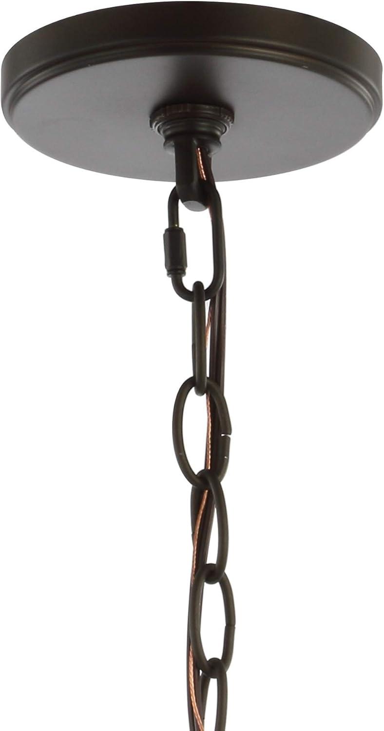 image:imageJONATHAN Y 625 Chrome Adjustable Metal LED Pendant Light Hanging Lantern with Metal Shade Traditional Open Frame Ceiling Fixture for Kitchen Island LED Bulb JYL3525AOilRubbed Bronze