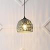 JONATHAN Y 20″ Brown Modern Bohemian Woven Rope LED Pendant Light Fixture, Adjustable Dome Ceiling Lamp for Kitchen Island, Rope Shade, Coastal Farmhouse Decor (JYL6504F)(Gray)