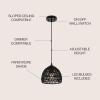 JONATHAN Y 20″ Brown Modern Bohemian Woven Rope LED Pendant Light Fixture, Adjustable Dome Ceiling Lamp for Kitchen Island, Rope Shade, Coastal Farmhouse Decor (JYL6504F)(Black)