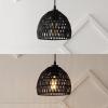 JONATHAN Y 20″ Brown Modern Bohemian Woven Rope LED Pendant Light Fixture, Adjustable Dome Ceiling Lamp for Kitchen Island, Rope Shade, Coastal Farmhouse Decor (JYL6504F)(Black)