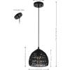 JONATHAN Y 20″ Brown Modern Bohemian Woven Rope LED Pendant Light Fixture, Adjustable Dome Ceiling Lamp for Kitchen Island, Rope Shade, Coastal Farmhouse Decor (JYL6504F)(Black)