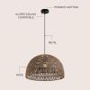 JONATHAN Y 20″ Brown Modern Bohemian Woven Rope LED Pendant Light Fixture, Adjustable Dome Ceiling Lamp for Kitchen Island, Rope Shade, Coastal Farmhouse Decor (JYL6504F)(Brown)