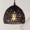 JONATHAN Y 20″ Brown Modern Bohemian Woven Rope LED Pendant Light Fixture, Adjustable Dome Ceiling Lamp for Kitchen Island, Rope Shade, Coastal Farmhouse Decor (JYL6504F)(Black)
