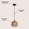 JONATHAN Y 20″ Brown Modern Bohemian Woven Rope LED Pendant Light Fixture, Adjustable Dome Ceiling Lamp for Kitchen Island, Rope Shade, Coastal Farmhouse Decor (JYL6504F)(Brown/Black)