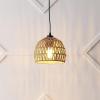 JONATHAN Y 20″ Brown Modern Bohemian Woven Rope LED Pendant Light Fixture, Adjustable Dome Ceiling Lamp for Kitchen Island, Rope Shade, Coastal Farmhouse Decor (JYL6504F)(Brown/Black)