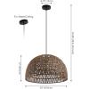 JONATHAN Y 20″ Brown Modern Bohemian Woven Rope LED Pendant Light Fixture, Adjustable Dome Ceiling Lamp for Kitchen Island, Rope Shade, Coastal Farmhouse Decor (JYL6504F)(Brown)