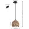 JONATHAN Y 20″ Brown Modern Bohemian Woven Rope LED Pendant Light Fixture, Adjustable Dome Ceiling Lamp for Kitchen Island, Rope Shade, Coastal Farmhouse Decor (JYL6504F)(Brown/Black)