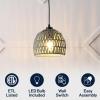 JONATHAN Y 20″ Brown Modern Bohemian Woven Rope LED Pendant Light Fixture, Adjustable Dome Ceiling Lamp for Kitchen Island, Rope Shade, Coastal Farmhouse Decor (JYL6504F)(Gray)
