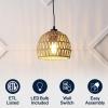 JONATHAN Y 20″ Brown Modern Bohemian Woven Rope LED Pendant Light Fixture, Adjustable Dome Ceiling Lamp for Kitchen Island, Rope Shade, Coastal Farmhouse Decor (JYL6504F)(Brown/Black)