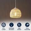 JONATHAN Y 20″ Brown Modern Bohemian Woven Rope LED Pendant Light Fixture, Adjustable Dome Ceiling Lamp for Kitchen Island, Rope Shade, Coastal Farmhouse Decor (JYL6504F)(Cream)