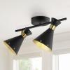 JONATHAN Y 30.5″ Black/Gold 3-Light Mid-Century LED Track Light Fixture, Adjustable Black Metal Shades, Retro Spotlight for Kitchen, Living Room, LED Bulbs Included (JYL9905A)(Black/Brass Gold)