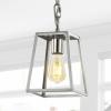 JONATHAN Y 6.25″ Chrome Adjustable Metal LED Pendant Light, Hanging Lantern with Metal Shade, Traditional Open Frame Ceiling Fixture for Kitchen Island, LED Bulb JYL3525A(Chrome)