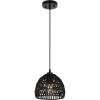 JONATHAN Y 20″ Brown Modern Bohemian Woven Rope LED Pendant Light Fixture, Adjustable Dome Ceiling Lamp for Kitchen Island, Rope Shade, Coastal Farmhouse Decor (JYL6504F)(Black)