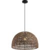 JONATHAN Y 20″ Brown Modern Bohemian Woven Rope LED Pendant Light Fixture, Adjustable Dome Ceiling Lamp for Kitchen Island, Rope Shade, Coastal Farmhouse Decor (JYL6504F)(Brown)