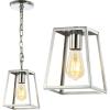 JONATHAN Y 6.25″ Chrome Adjustable Metal LED Pendant Light, Hanging Lantern with Metal Shade, Traditional Open Frame Ceiling Fixture for Kitchen Island, LED Bulb JYL3525A(Chrome)