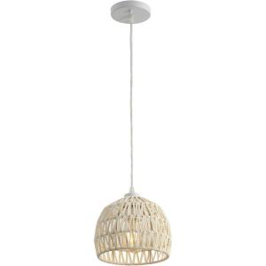 JONATHAN Y 20″ Brown Modern Bohemian Woven Rope LED Pendant Light Fixture, Adjustable Dome Ceiling Lamp for Kitchen Island, Rope Shade, Coastal Farmhouse Decor (JYL6504F)(Cream)