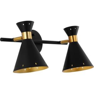 JONATHAN Y 30.5″ Black/Gold 3-Light Mid-Century LED Track Light Fixture, Adjustable Black Metal Shades, Retro Spotlight for Kitchen, Living Room, LED Bulbs Included (JYL9905A)(Black/Brass Gold)