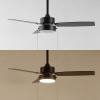 JONATHAN Y 42″ Black 1-Light Iron Integrated LED Ceiling Fan, 3-Speed Modern Minimalist Height Adjustable 3-Blade Fan with Pull Chains for Living Room Bedroom, ETL Listed JYL9725A