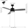 JONATHAN Y 42″ Black 1-Light Iron Integrated LED Ceiling Fan, 3-Speed Modern Minimalist Height Adjustable 3-Blade Fan with Pull Chains for Living Room Bedroom, ETL Listed JYL9725A