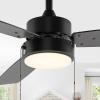 JONATHAN Y 42″ Black 1-Light Iron Integrated LED Ceiling Fan, 3-Speed Modern Minimalist Height Adjustable 3-Blade Fan with Pull Chains for Living Room Bedroom, ETL Listed JYL9725A