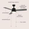 JONATHAN Y 42″ Black 1-Light Iron Integrated LED Ceiling Fan, 3-Speed Modern Minimalist Height Adjustable 3-Blade Fan with Pull Chains for Living Room Bedroom, ETL Listed JYL9725A