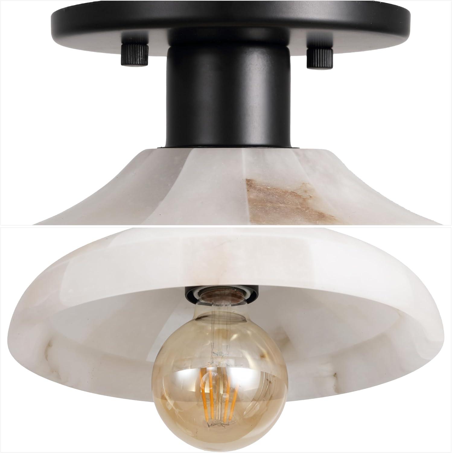 image:imageJONATHAN Y 10 BlackWhite 1Light Modern LED Semi Flush Mount Ceiling Fixture Alabaster Shade for Hallway Bedroom Foyer MidCentury Dimmable Lamp Edison LED Bulb Included JYL1207BWhiteBlack with White Shade