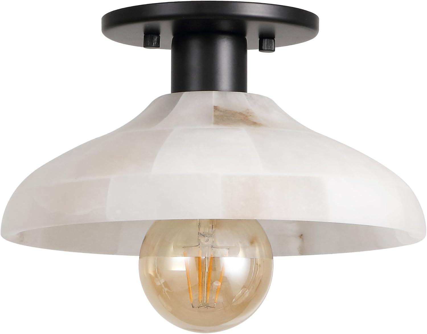 image:imageJONATHAN Y 10 BlackWhite 1Light Modern LED Semi Flush Mount Ceiling Fixture Alabaster Shade for Hallway Bedroom Foyer MidCentury Dimmable Lamp Edison LED Bulb Included JYL1207BWhiteBlack with White Shade