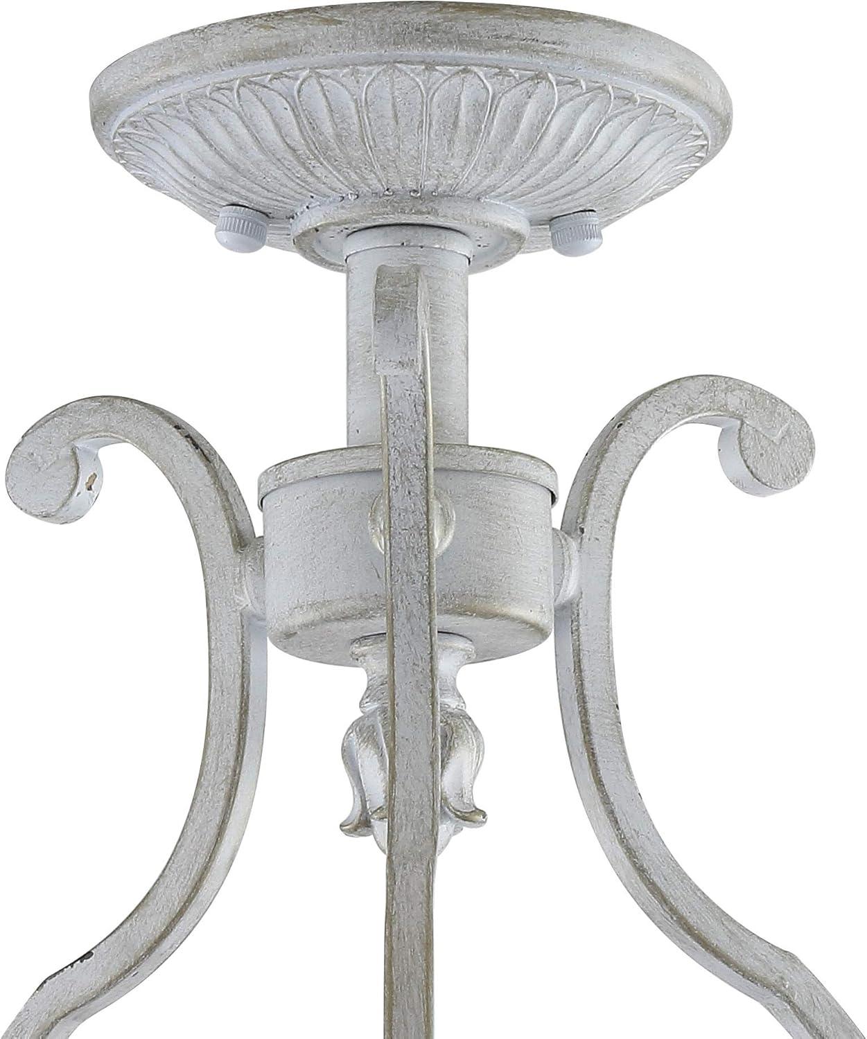 image:imageJONATHAN Y 122 Antique White 3Light Iron SemiFlush Mount CandleStyle Ceiling Fixture for Hallway Entryway Bedroom French Country Cottage Decor LED Bulbs Included JYL9522A