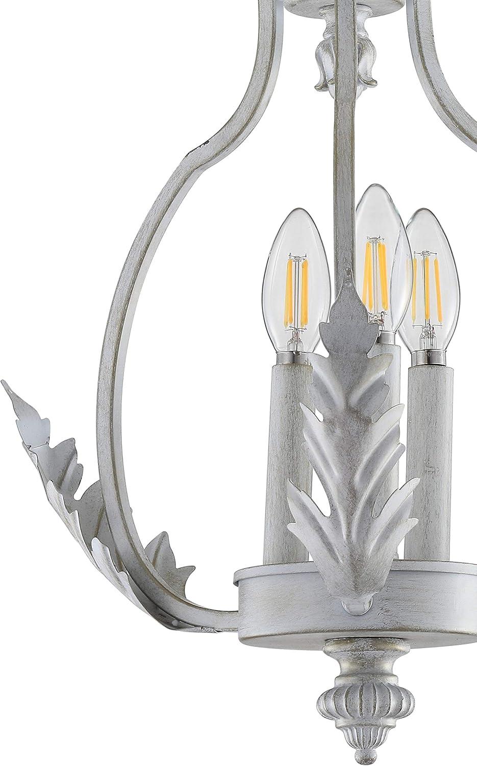 image:imageJONATHAN Y 122 Antique White 3Light Iron SemiFlush Mount CandleStyle Ceiling Fixture for Hallway Entryway Bedroom French Country Cottage Decor LED Bulbs Included JYL9522A