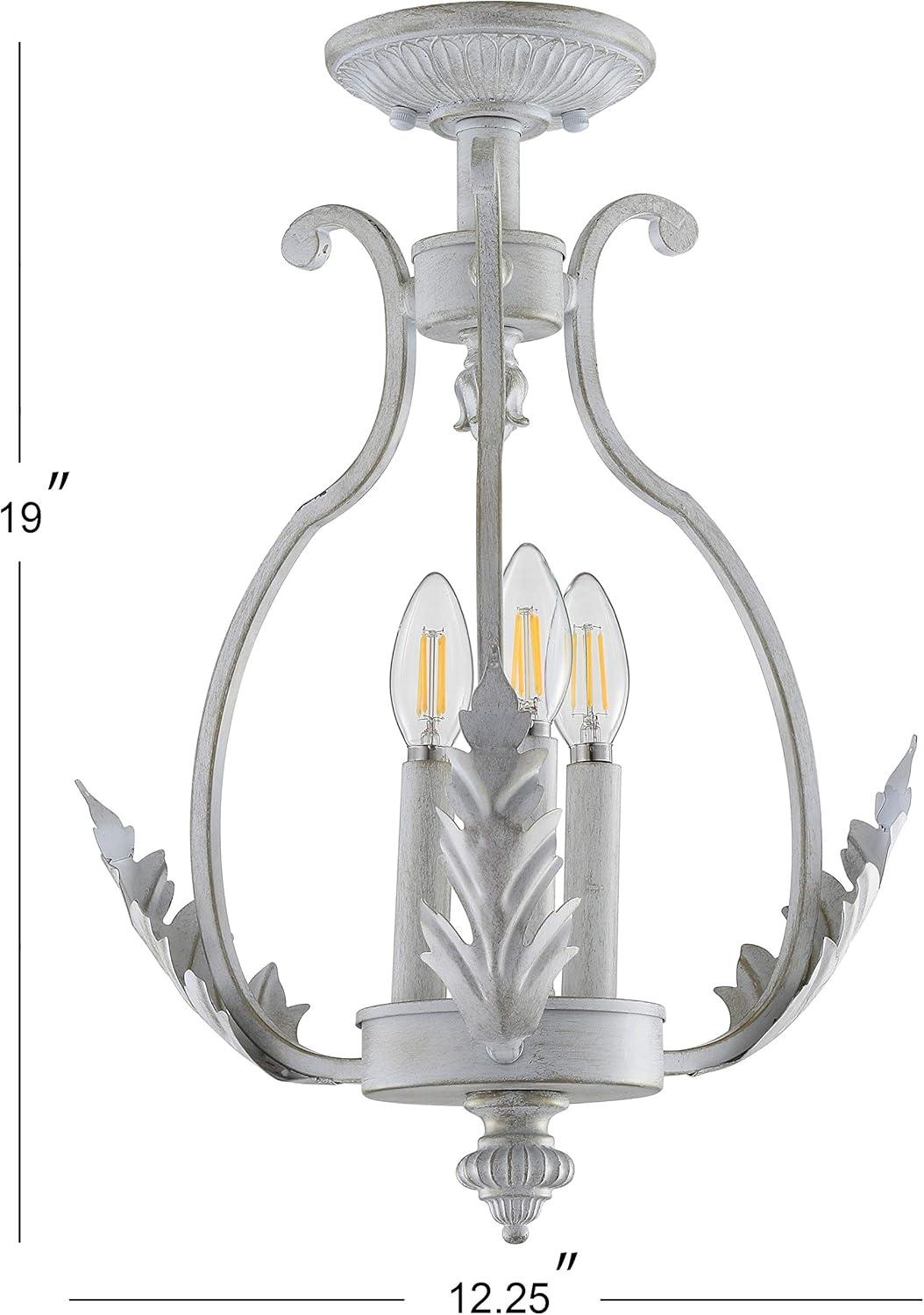 image:imageJONATHAN Y 122 Antique White 3Light Iron SemiFlush Mount CandleStyle Ceiling Fixture for Hallway Entryway Bedroom French Country Cottage Decor LED Bulbs Included JYL9522A