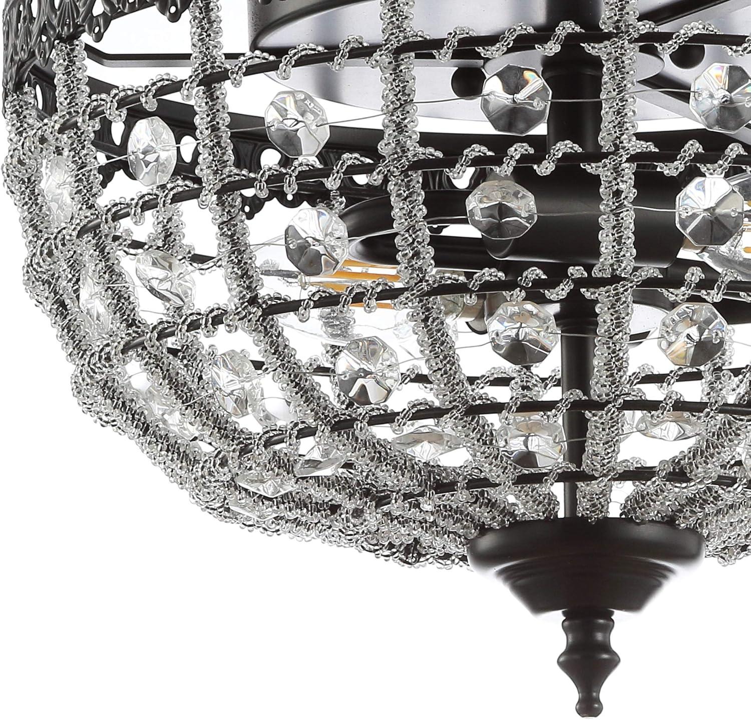 image:imageJONATHAN Y 1225 Black 2Light Metal and Acrylic Flush Mount Modern Glam LowCeiling Light Fixture for Hallway Bedroom Bathroom UL Listed LED Bulbs Included JYL9069A