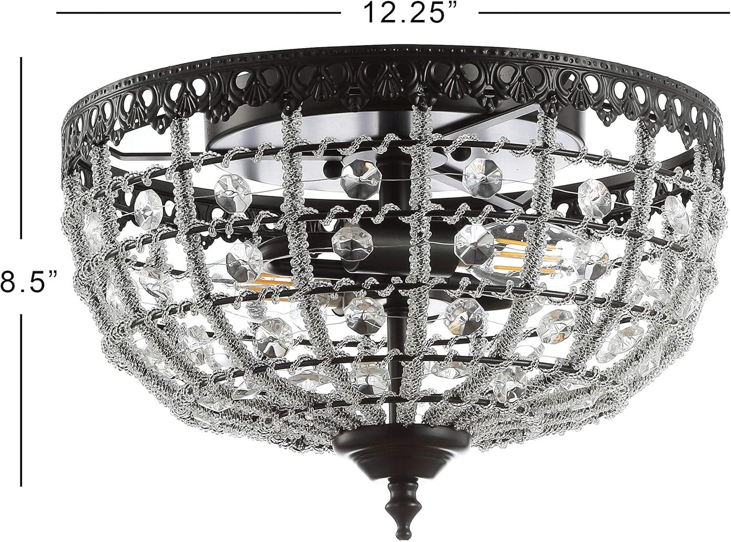 image:imageJONATHAN Y 1225 Black 2Light Metal and Acrylic Flush Mount Modern Glam LowCeiling Light Fixture for Hallway Bedroom Bathroom UL Listed LED Bulbs Included JYL9069A