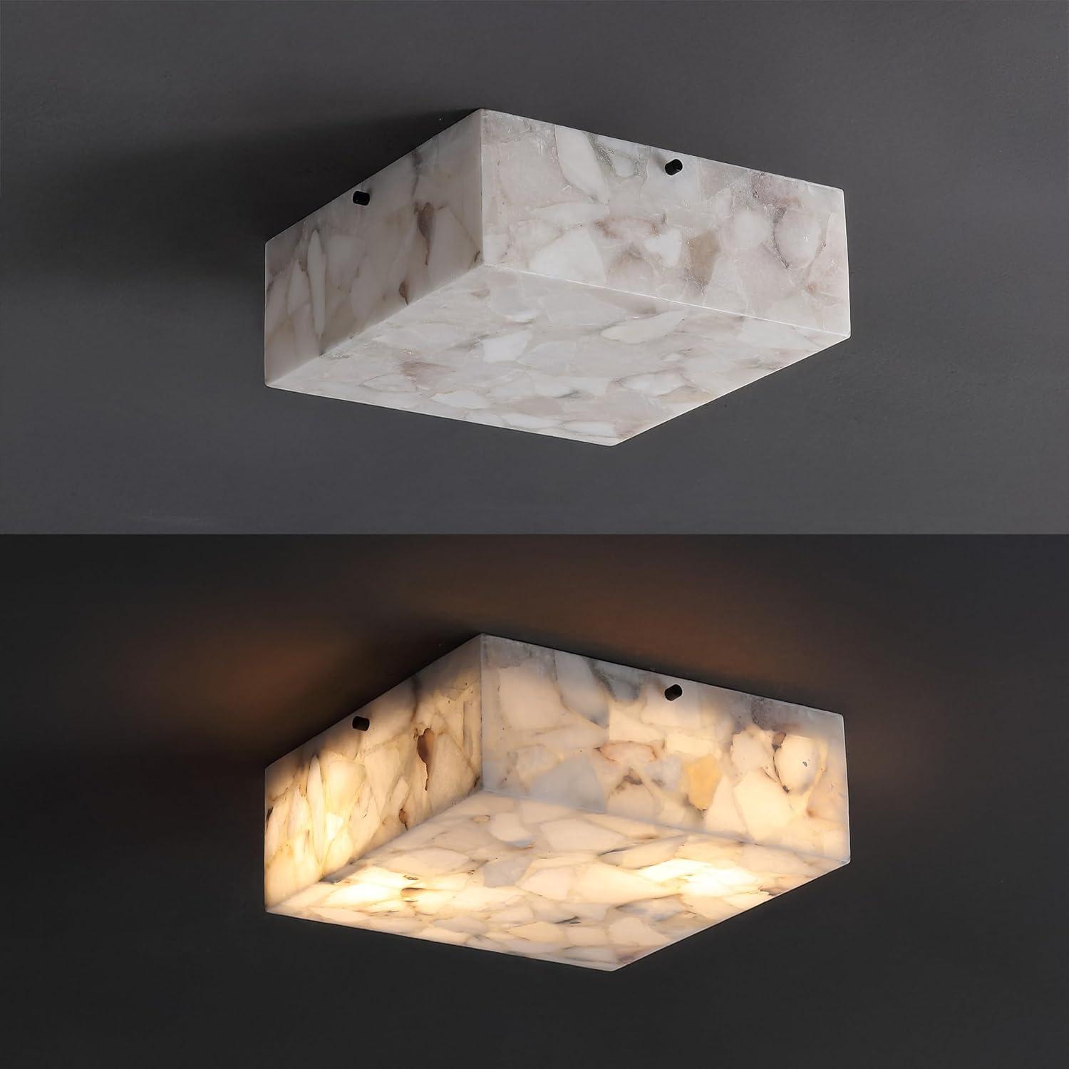 image:imageJONATHAN Y 13 White MarblingBlack Square LED Flush Mount Ceiling Light Modern Decor White Marble Alabaster Shade 2Light Fixture for Bedroom Hallway Bathroom Glam Lighting JYL1201BBlack with White Marble Finish Alabaster Shade