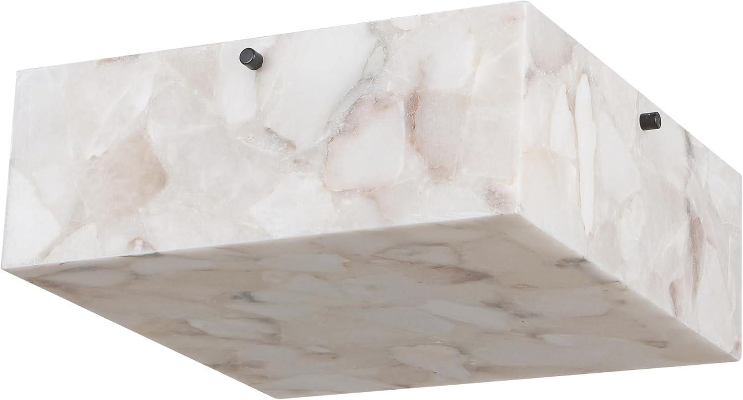 image:imageJONATHAN Y 13 White MarblingBlack Square LED Flush Mount Ceiling Light Modern Decor White Marble Alabaster Shade 2Light Fixture for Bedroom Hallway Bathroom Glam Lighting JYL1201BBlack with White Marble Finish Alabaster Shade