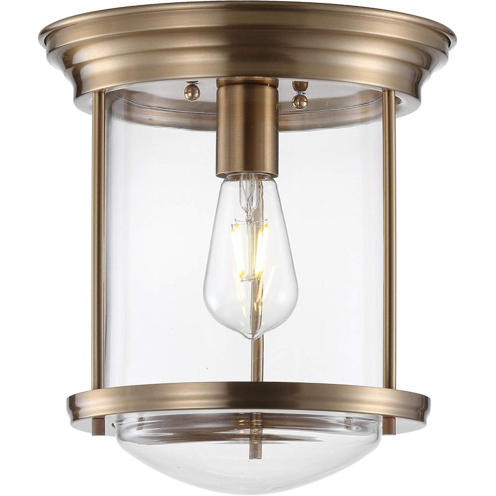 image:imageJONATHAN Y 1025 Oil Rubbed Bronze LED Flush Mount Light Nautical Ceiling Light for Hallway Entryway Clear Glass Dome Shade Traditional Metal Hardwired Fixture JYL7440BBrass Gold
