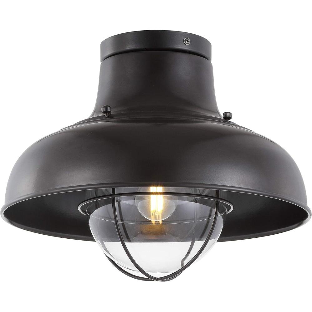 image:imageJONATHAN Y 13 Oil Rubbed Bronze Metal LED SemiFlush Mount Ceiling Light for Bedroom Kitchen Industrial Farmhouse Rustic Fixture Clear Glass Shade LED Bulb Included JYL9523AOilRubbed Bronze