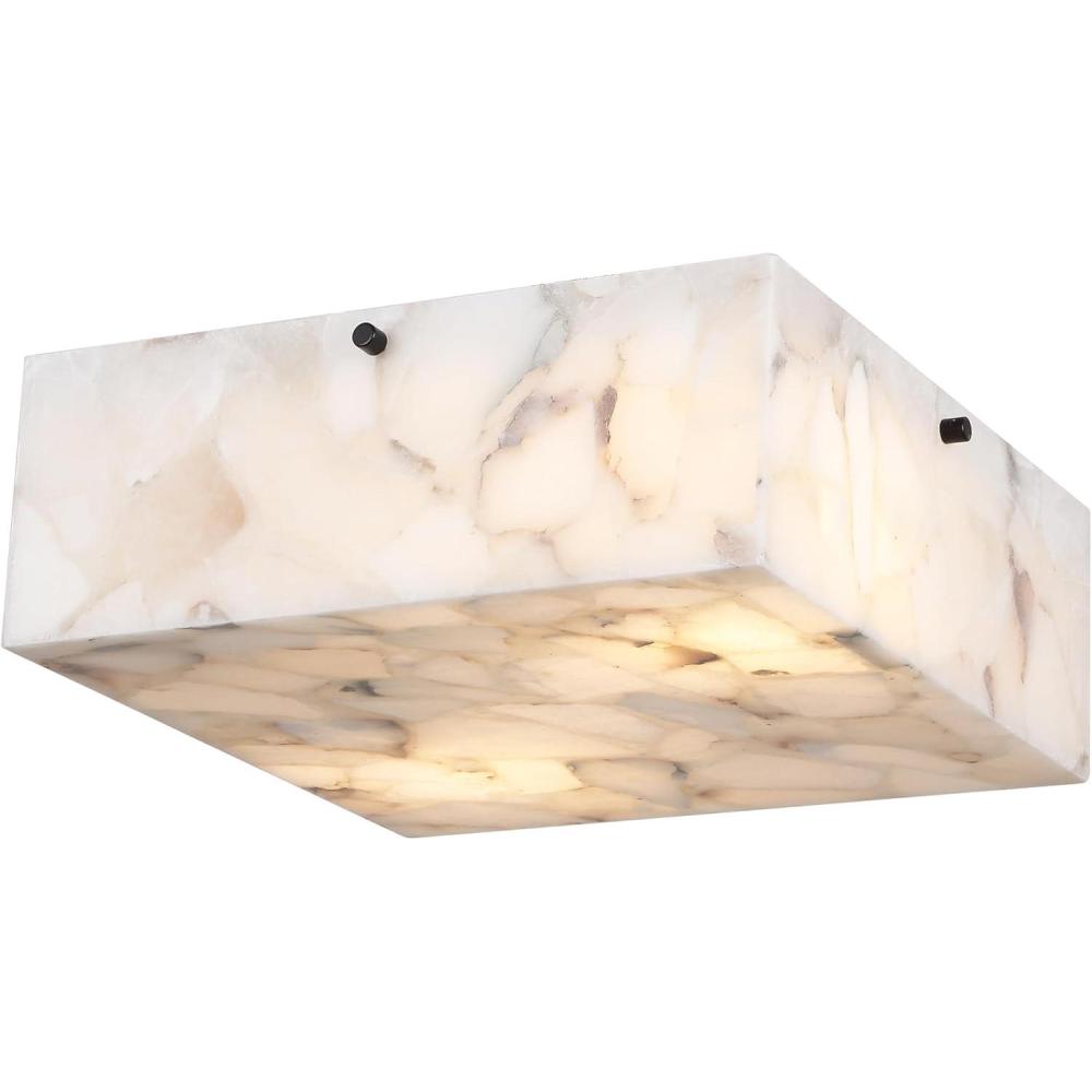 image:imageJONATHAN Y 13 White MarblingBlack Square LED Flush Mount Ceiling Light Modern Decor White Marble Alabaster Shade 2Light Fixture for Bedroom Hallway Bathroom Glam Lighting JYL1201BBlack with White Marble Finish Alabaster Shade