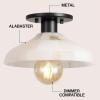 JONATHAN Y 10″ Black/White 1-Light Modern LED Semi Flush Mount Ceiling Fixture, Alabaster Shade for Hallway Bedroom Foyer, Mid-Century Dimmable Lamp, Edison LED Bulb Included (JYL1207B)(White/Black with White Shade)