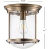 JONATHAN Y 10.25″ Oil Rubbed Bronze LED Flush Mount Light, Nautical Ceiling Light for Hallway Entryway, Clear Glass Dome Shade, Traditional Metal Hardwired Fixture (JYL7440B)(Brass Gold)