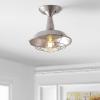 JONATHAN Y 10.5″ Brushed Nickel Gabe LED Semi-Flush Mount Ceiling Light for Farmhouse Kitchen, Rustic Industrial Metal Empire Light Fixture, LED Bulb Included (JYL9517B)(Brushed Nickel)